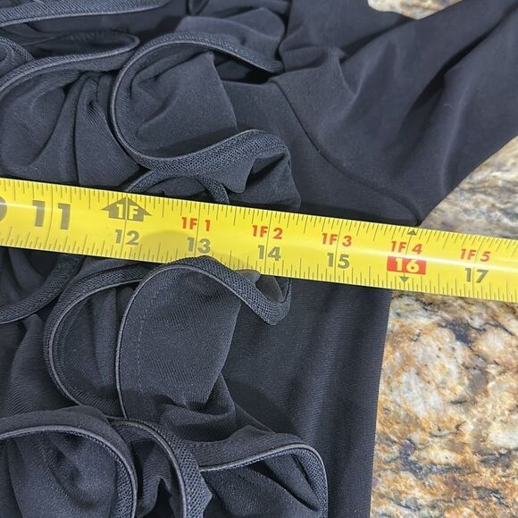Joseph Ribkoff Black Long Sleeve Ruffle Appliqué Sheath Dress Size 8 - Picture 6 of 8